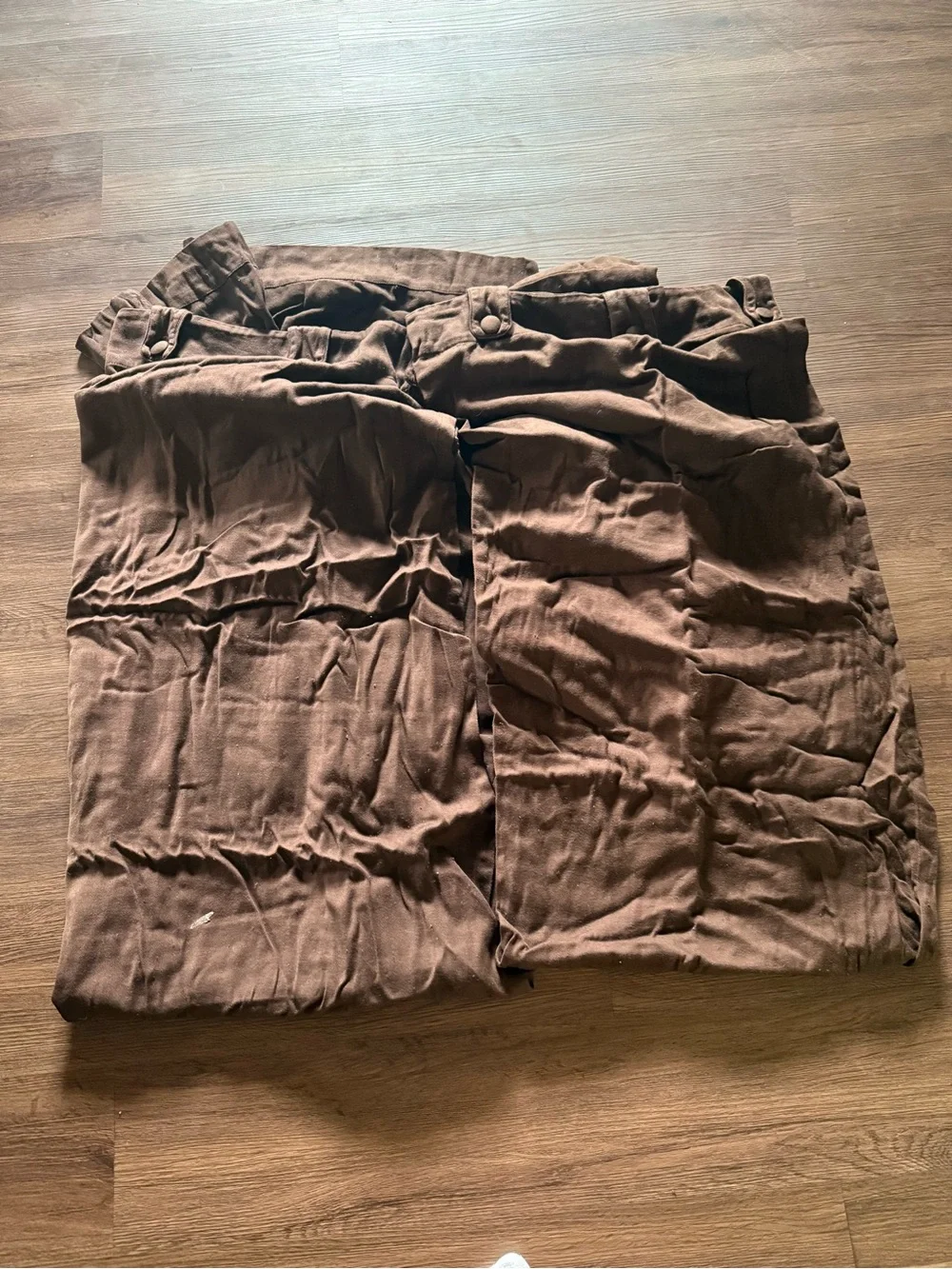 Brown Linen-Blend Panel Window Drapes